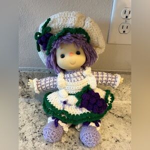 Vintage grape jelly crocheted doll